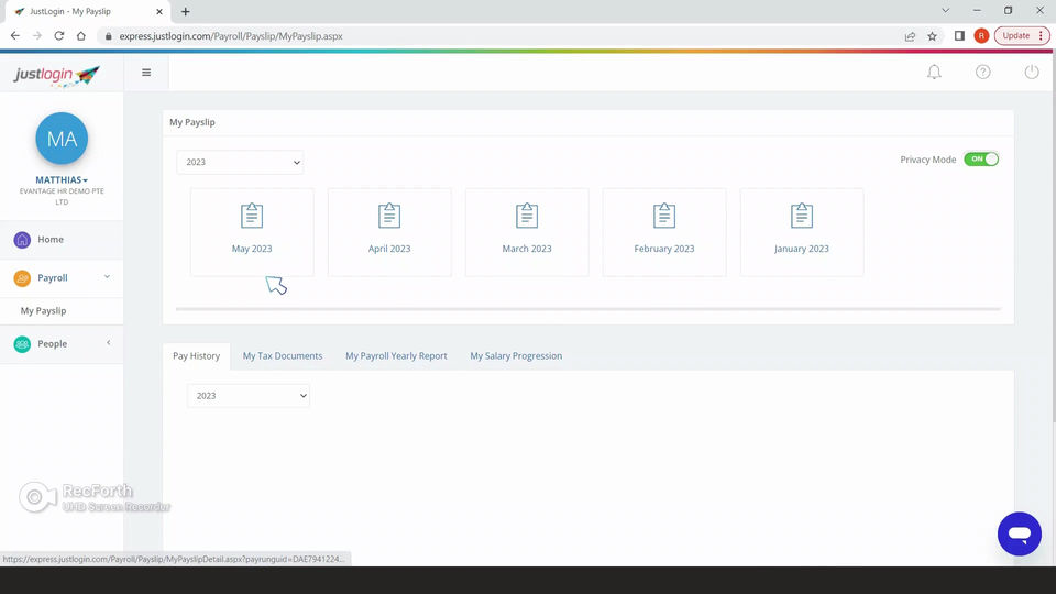 Retrieve Payslip (JustLogin)